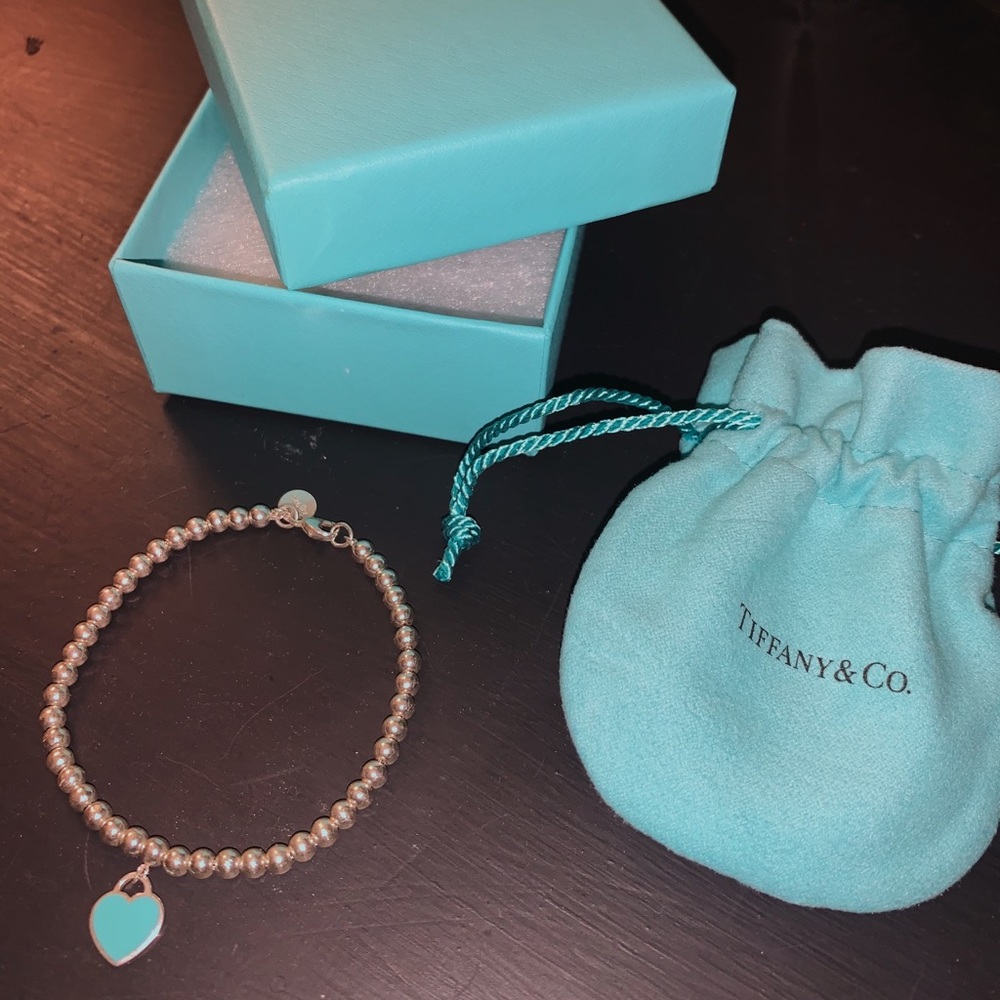 Tiffany Blue Heart Tag Bead Bracelet - worn once
